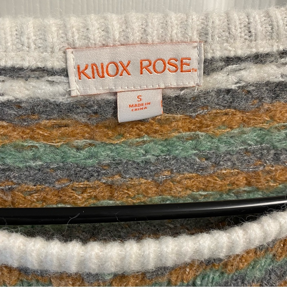 Knox Rose Multicolor Fair Isled Geometric Pull On Loose Fit Boxy‎ Sweater Small - Picture 12 of 12